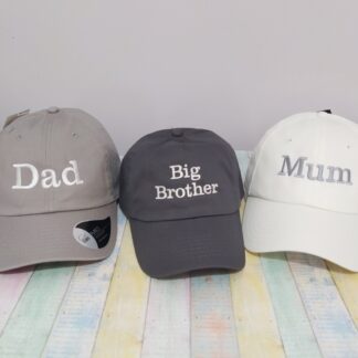 Σετ τριών καπέλων τζόκεϊ με κέντημα για πατέρα-μητέρα-παιδί - Dad-Mom-Big Brother