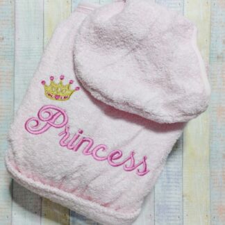 Παιδικό μπουρνούζι με κέντημα - Princess και κορώνα
