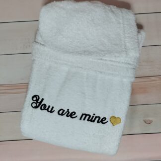 Μπουρνούζι ενηλίκων με κέντημα - You are mine και καρδιά