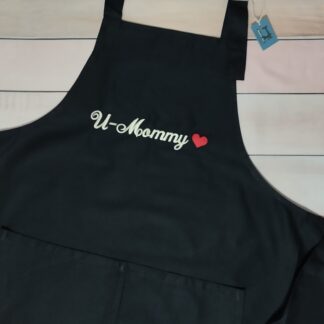 Ποδιά με κέντημα - Mommy και κόκκινη καρδιά