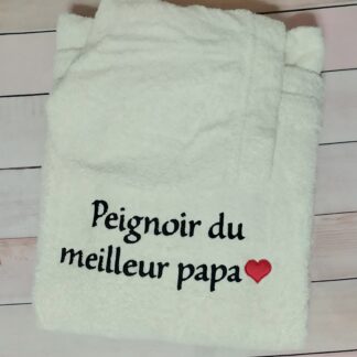 Μπουρνούζι ενηλίκων με κέντημα - Κείμενο στα γαλλικά και καρδιά