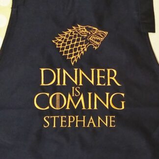 Ποδιά με κέντημα - Game of Thrones-Dinner is coming και όνομα